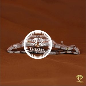 Reloj de Lujo con Diamantes Moissanite y Brazalete de Oro Rosa con Incrustaciones Completas, Piedras de Corte Brillante y Estilo Elegante - Product Image 1