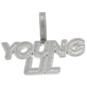 Collar con Colgante de Letra YOUNG LIL, Chapado en Rodio, con Moissanita y Circonitas, Estilo Hip Hop, para Hombre - Product Image 6