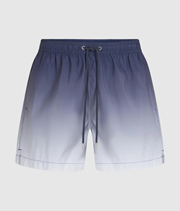 Shorts de Playa para Hombre, de Secado Rápido, con Degradado de Color, Cintura con Cordón, Tejido de Poliéster, Corte Corto, Cintura Media - Product Image 3