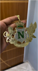 Colgante Personalizado de Plata 925 y Oro 10K con Escudo Real, León, Águila y Corona, Collar con Nombre Estilo Hip Hop - Product Image 4