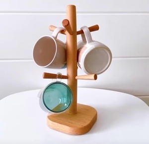 Bamboo and Wood <b>Tree</b>-Shaped Beverage <b>Mug</b> Holder Living Room Cup Storage Rack with No-Drilling Standing Design Freestanding - Product Image 1
