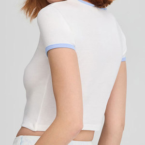 Modern Women Crop Top Breathable Short Sleeve Everyday Casual <b>Shirt</b> Soft Fabric For Summer Fashion Looks - Product Image 4