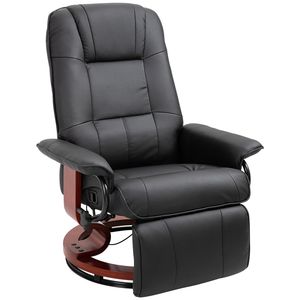 Poltrona Reclinabile Girevole in Ecopelle Nera con Poggiapiedi Regolabile per il Relax Femminile nel Soggiorno - Product Image 1