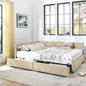 Letto matrimoniale trapuntato con contenitore, comodo divano letto imbottito con schienale e braccioli - Product Image 1