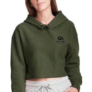 <b>GYM</b> ACTIVE Eco-Friendly Casual Style High Quality Canvas Material Women's Crop Top Hoodie <b>Sweatshirt</b> Drawstring Washed-Quick Dry - Product Image 2