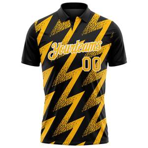 Maillot de football personnalisé pour homme, noir et jaune, motif géométrique, sublimation, évacuation de l'humidité, manches courtes, coupe classique, vêtements d'équipe pour adulte - Product Image 2