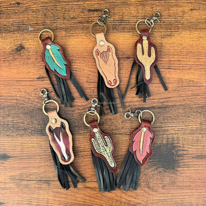 Porte-clés de cheval en cuir usiné à la main Porte-clés à franges en cuir véritable personnalisé Western Porte-clés en cuir de luxe Cowgirl - Product Image 3