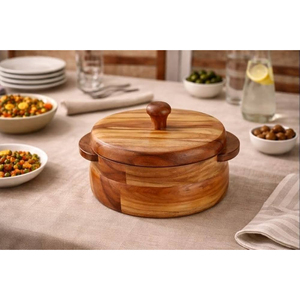 Chauffe-tortillas en bois avec couvercle, boîte à roti sculptée et conteneur de rangement pour chapati, pot à fondue en bois pour la cuisine – Fourniture directe usine - Product Image 6