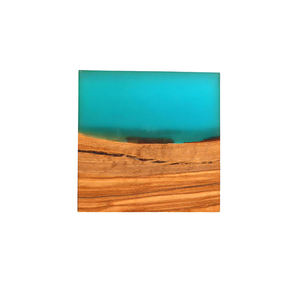 Custom Home Decor <b>Drink</b> Pads Luxury Epoxy Resin and Olive Wood Square <b>Coaster</b> Mat European Style Embossed Design - Product Image 3