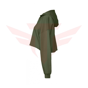 เสื้อฮู้ดดี้ผู้หญิงสีเขียวมะกอก แบบมีซับใน แขนยาว สีพื้น ผ้าถัก 100% คอตตอน ระบายอากาศได้ดี เหมาะสำหรับใส่ในฤดูหนาว - Product Image 3