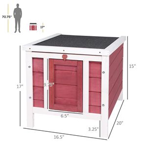 Grand enclos extérieur classique pour lapins, cochons d'Inde et chiens, en bois de sapin massif avec toit ouvrant imperméable, style rouge classique - Product Image 3