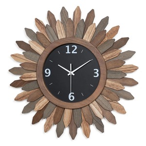 Elegant Wood Sunburst <b>Wall</b> <b>Clock</b> Analog Quartz Rustic Design for Kitchen <b>Decoration</b> At Best Price - Product Image 5