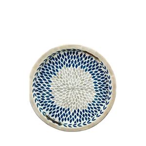 ถาดกลมเรซินที่ฝังไว้อย่างสวยงามสำหรับบ้านโรงแรมและร้านอาหารถาดเรซิ่นสำหรับฝังหอยมุก - Product Image 1