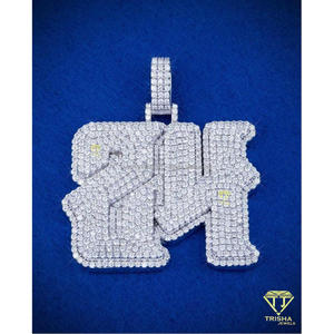 Collar Personalizado de Plata 925 con Moissanita, Colgante de 24 Letras, Color D VVS, Certificado GIA, Estilo Hip Hop, 3 Pulgadas, para Hombre - Product Image 2