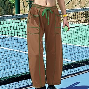 <b>Women</b> Oversized Cargo Sweatpants Wide Leg Joggers High Waist Drawstring Casual Streetwear <b>Lounge</b> Pants Flat 100% Cotton - Product Image 4