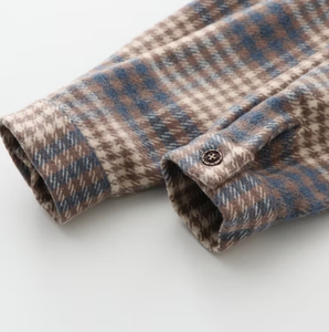 Chemise en flanelle à carreaux pour homme, manches longues, col rabattu, décontractée, respirante, 100% coton, manches longues, tissée, pour l'automne - Product Image 5