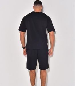 Ensemble t-shirt et short d'été pour homme, tissu satiné 100% fibre de bambou - Product Image 3