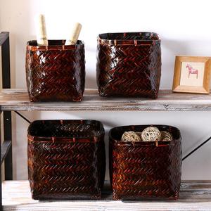 Woven <b>Bamboo</b> <b>Basket</b> designed for lightweight storage and decorative display in living spaces and retail settings - Product Image 3