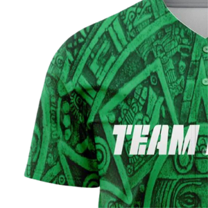 Camiseta de béisbol personalizada para hombre con botones y estampado verde, uniforme transpirable para equipos de softbol, camisa deportiva atlética para equipos - Product Image 4