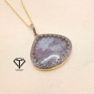 Colgante Esqueleto con Corte Esmeralda, Plata de Ley 925, Pavé de Rubí y Cianita, Joyería de Oro Hecha a Mano - Product Image 2