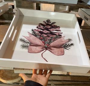 ถาดกลมเคลือบแล็กเกอร์ออกแบบอย่างดีถาดเสิร์ฟสำหรับตกแต่งบ้านทำจากเวียดนามรายการใหม่สำหรับคริสต์มาส - Product Image 2