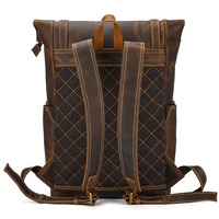 Sac à dos vintage Adimani 2025 en cuir véritable fait main, sac à dos de voyage en cuir de buffle, sac à dos de randonnée avec fermeture éclair pour hommes