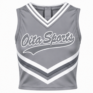 Haut de maillot de cheerleading gris sans manches, uniforme d'équipe sportive, vêtement de sport pour entraînement, performance et compétition de cheerleading - Product Image 1
