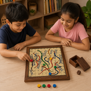 Juego de Mesa de Madera Premium Serpientes y Escaleras con Agitador de Dados de Madera |   Juego de mesa familiar clásico para viajes, regalo para niños y adultos - Product Image 2