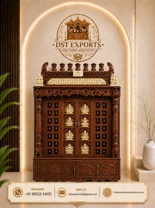 Traditional Swami Narayan Golden Mandir Home DST Exports Customized Big Pooja Long Lasting Solid Teak Wood Antique Carved Temple - Product Image 2
