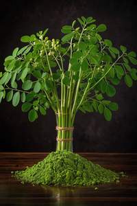 WARRLY Extrait de feuilles de Moringa en poudre de qualité supérieure 99% de qualité alimentaire Riche en vitamines Emballé sous vide en conteneur/tambour en plastique Naturel en vrac - Product Image 2