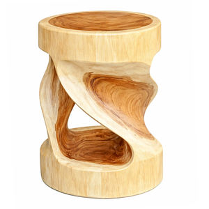 Luxury Artistic Organic Suar <b>Wood</b> Twisted Shape <b>Round</b> Selendang <b>Stool</b> Versatile Nightstand for Hotel Lobby Lounge Display Stand - Product Image 4