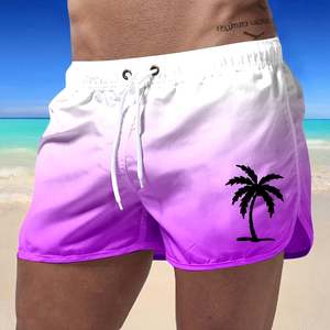 Short de bain imprimé pour homme OEM, taille haute élastique, léger, en Spandex et Polyester, séchage rapide, protection UV, pour l'été et la plage - Product Image 4