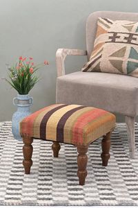 Taburete Otomano de Madera Maciza de Primera Calidad, Asiento Tapizado para Decoración del Hogar, Oficina u Hotel - Product Image 6