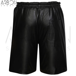 Buen Proveedor, Diseño Más Reciente, Duraderos, Corte Holgado, Largura Hasta la Rodilla, Calidad Premium, Color Negro, Pantalones Cortos de Cuero para Hombre con Bolsillos - Product Image 2