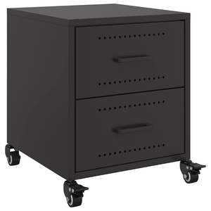 2pcs <b>Black</b> Steel <b>Bedside</b> <b>Cabinets</b> 14.2"x15.4"x17.1" Elegant Nightstands - Product Image 6