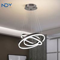 Lustre suspendu LED noir à 3 anneaux, design moderne multi-cercles, pour salle à manger, salon, villa, hôtel, décoration intérieure