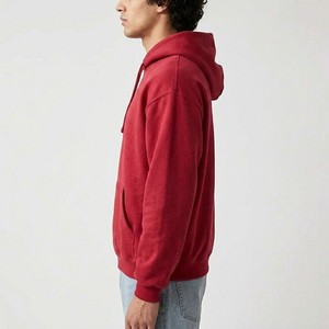 Sweat à capuche pull-over bordeaux haut de gamme, en molleton épais, avec logo personnalisé, coupe oversize, style streetwear décontracté - Product Image 3