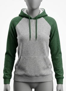 Sweat-shirt à capuche unisexe à manches raglan, gris vert uni, avec poche, décontracté, en molleton français tricoté, écologique, pour l'hiver - Product Image 1