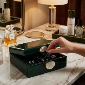 Artistic Green Decorative Box Set Featuring Premium Crystal Stone Hardware for Stylish Home Organization and Decorative Display - Product Image 6