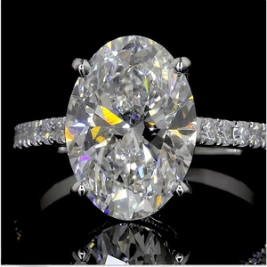 Nouvelle conception, bague de fiançailles et de mariage en diamant de laboratoire ovale 4.0 CT, avec certification IGI, couleur D-E et clarté VVS-VS, pour femmes - Product Image 5