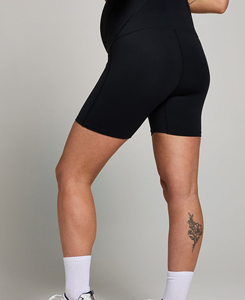 Shorts de Yoga de Cintura Alta para Mujer, Color Negro Sólido, Tejido Transpirable, Cintura Elástica, Ajuste Casual, Precio Económico, MOQ Bajo - Product Image 2