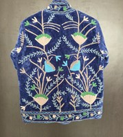 Nouvelle arrivée : veste Suzani Chapan en velours tricoté brodé à la main, matelassée, florale, doublure en coton d'hiver, respirante, écologique