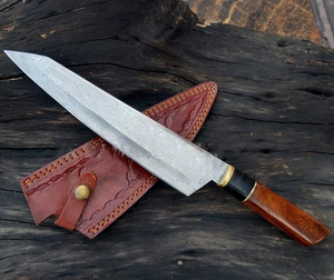 Couteau de chef LEGACY BLADES en acier Damas, fait main, professionnel, pour la cuisine, manche en bois de rose, ambidextre, lame de 8 à 9,9 pouces - Product Image 5