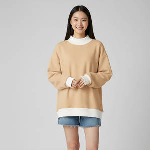 Sudaderas de cuello alto holgadas de algodón 100% French Terry de alto gramaje, hechas a medida al por mayor, de manga larga, estilo vintage. - Product Image 5