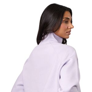 Sweat-shirt pour femme en molleton lavande à manches raglan, col montant et quart de zip, manches longues, style streetwear décontracté, coupe ample, pour usage quotidien - Product Image 4