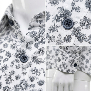 Camisa de Vestir de Manga Larga con Cuello Mandarín y Estampado Floral 100% Algodón para Hombre, Transpirable, Antiarrugas, Talla Grande - Product Image 4