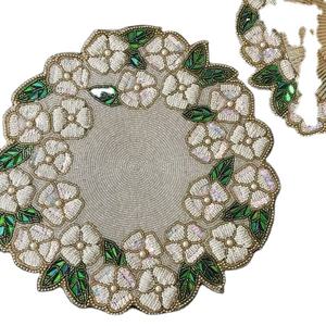 Napperons perlés napperon de Table de conception de fleurs de broderie personnalisé napperon de Table de couverture de Hallah de broderie personnalisé - Product Image 1