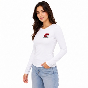 T-shirt à manches longues pour femmes de luxe, qualité supérieure en coton, vêtements décontractés avec logo personnalisé, service OEM, taille OEM, étiquette privée - Product Image 4