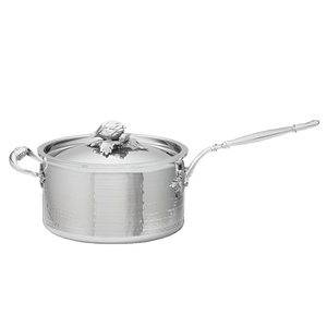 Casserole en cuivre martelé de qualité supérieure avec couvercle, poignée en laiton, bouton décoratif en forme d'oiseau, idéale pour la cuisine, le service, la maison, la cuisine, l'hôtel, ensemble - Product Image 2