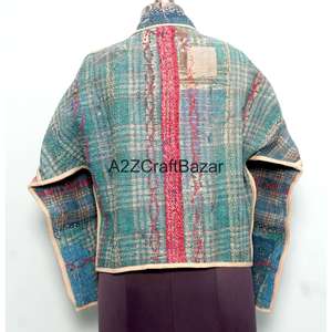 เสื้อแจ็คเก็ตผ้าควิลท์แบบอินเดียสำหรับผู้หญิง สไตล์โบฮีเมียน ทำมือ ผ้าฝ้ายแท้ 100% สำหรับฤดูใบไม้ผลิ - Product Image 5